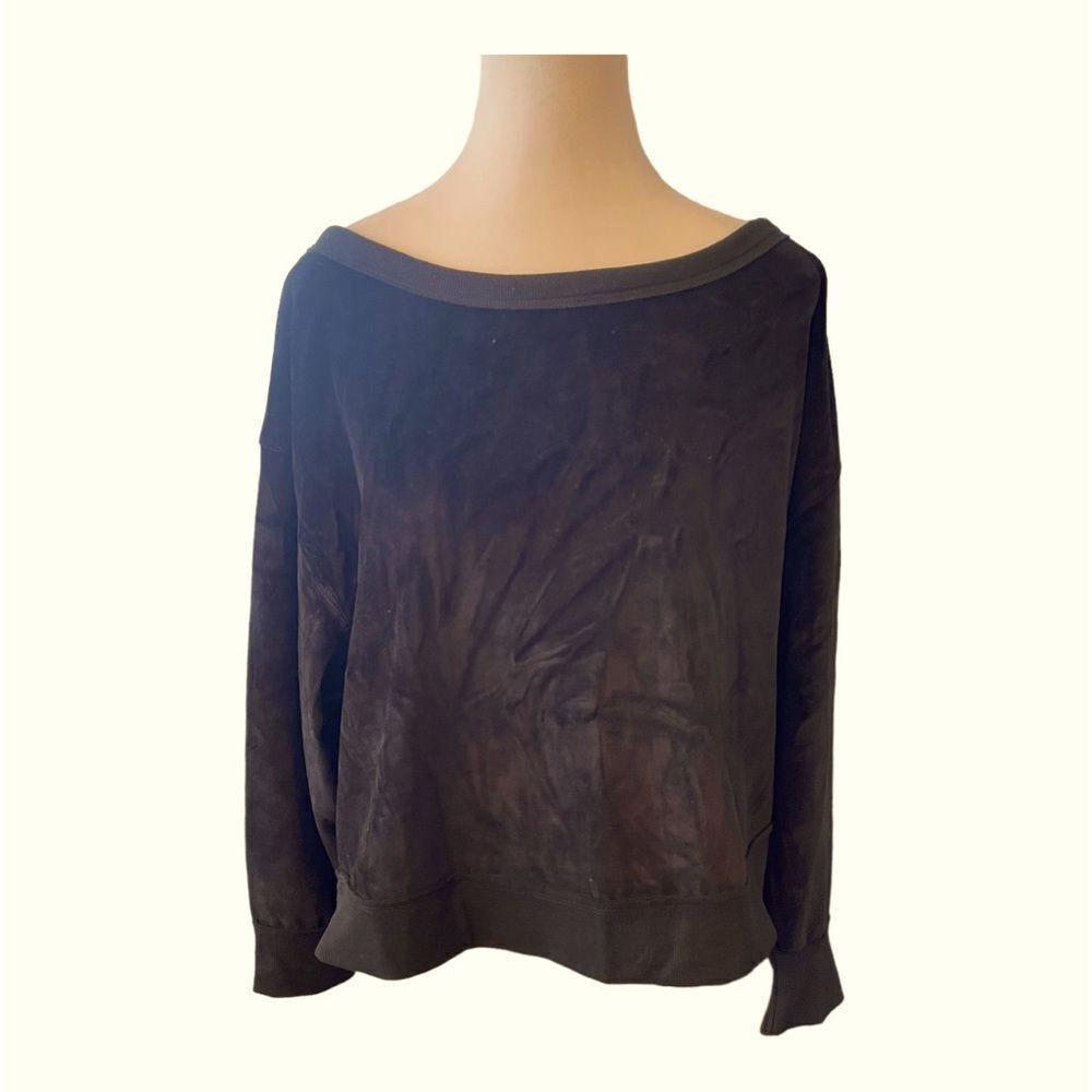 JOY LAB CROPPED LONG SLEEVE VELOUR‎ TOP, med